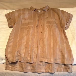 Tan stripped button up